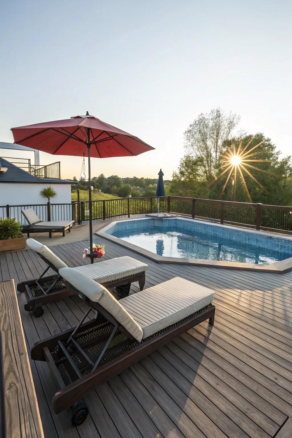 Lounging zones deliver the ultimate poolside relaxation.