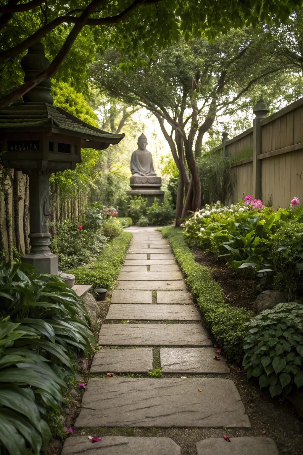 A stone-laid path invites thoughtful walking and contemplation.