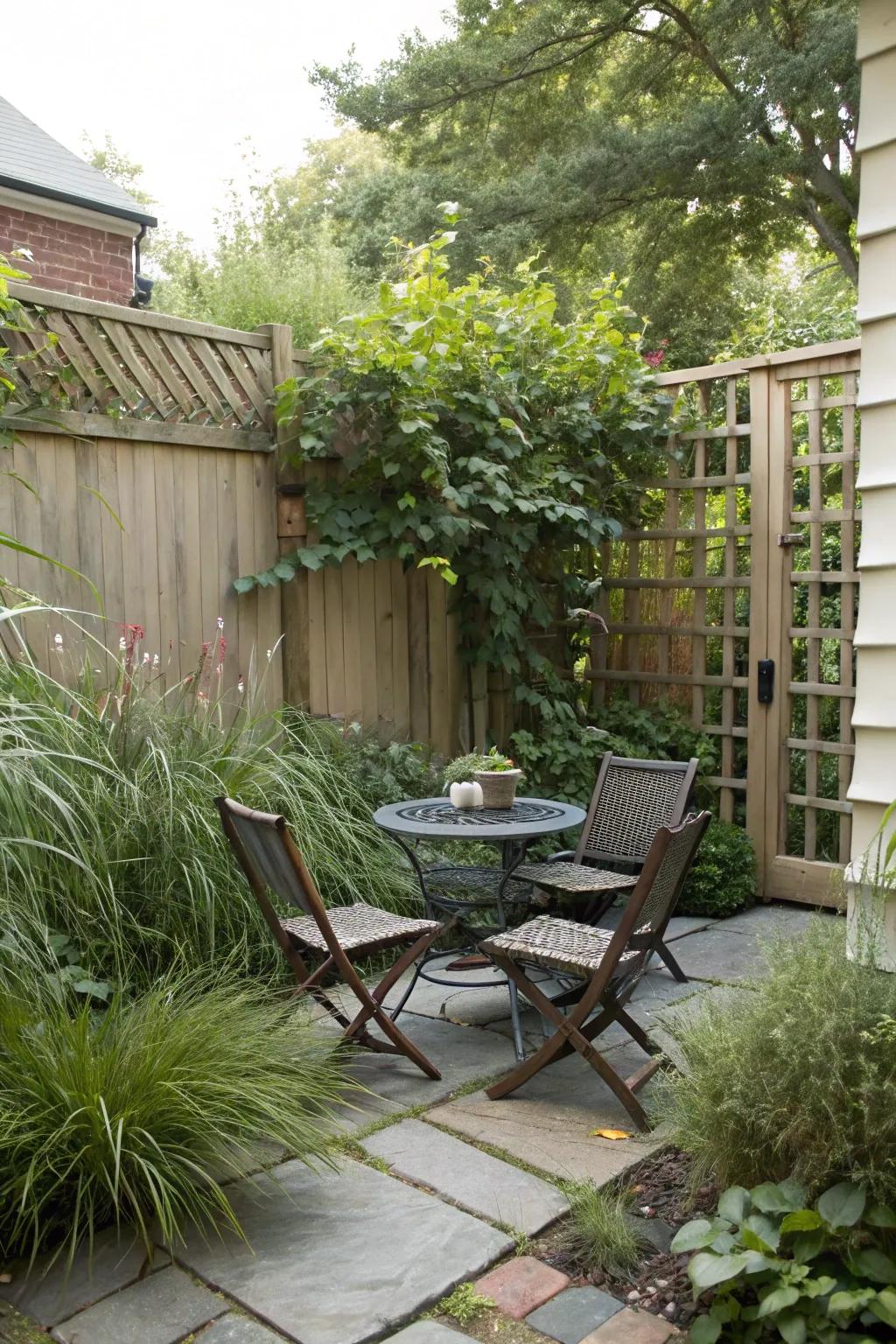A secret garden nook proffers seclusion and charm.