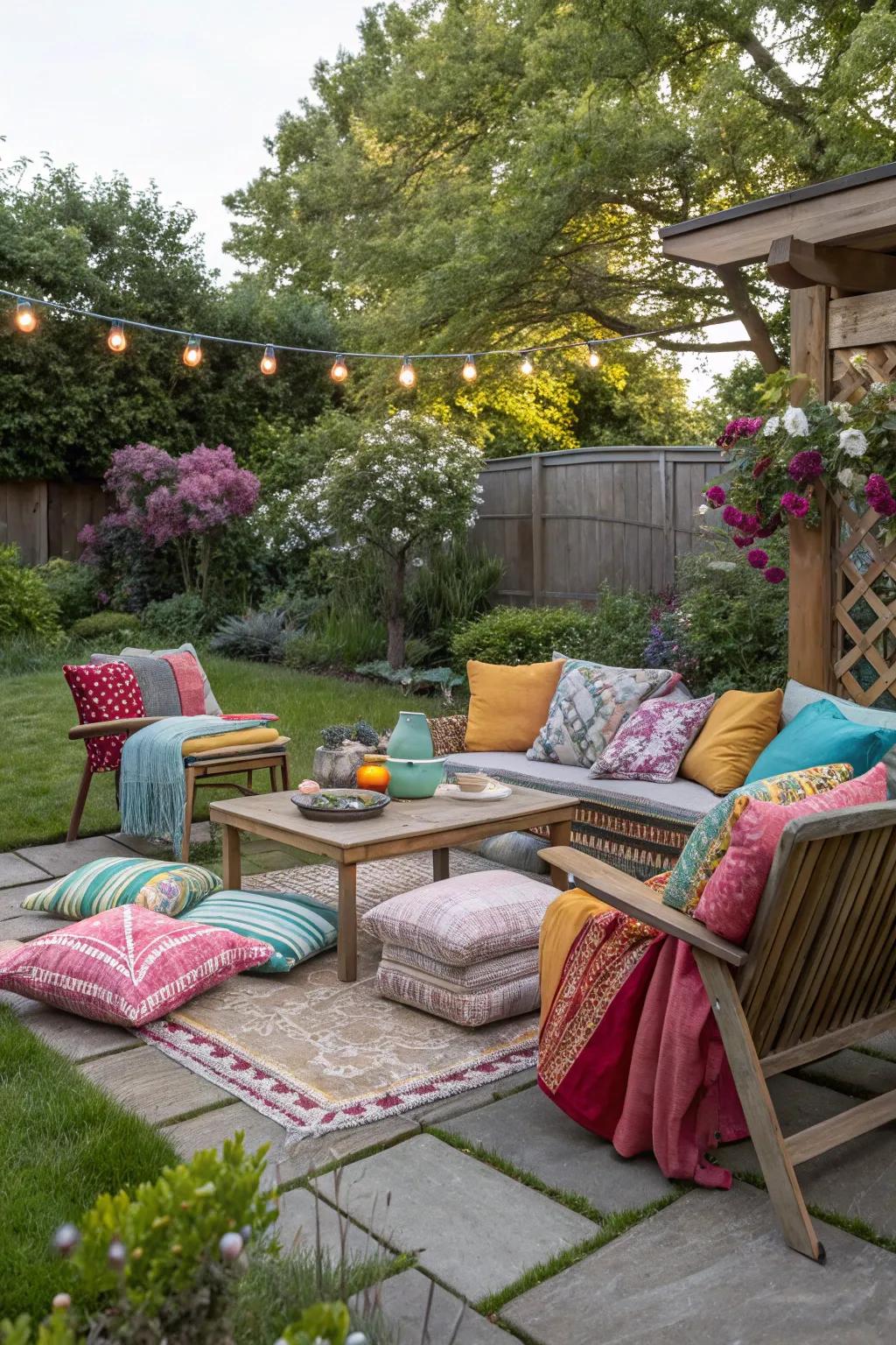 Pads and throws introduce comfort and color.