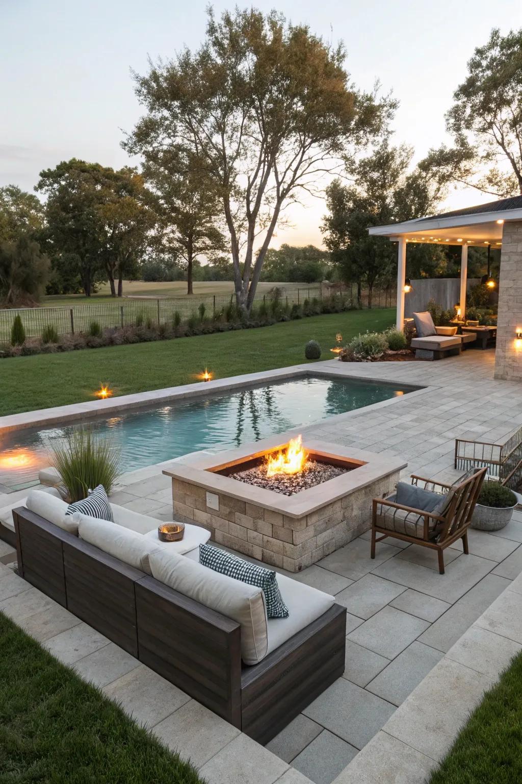 Burning elements introduce warmth and setting to your pool area.