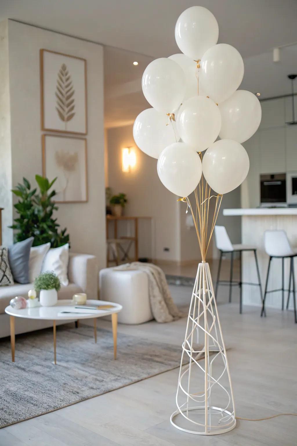 White balloons create a neat, modern look.