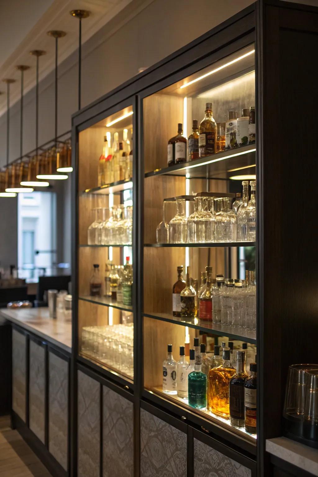 Refined ambiance with integrated lighting.