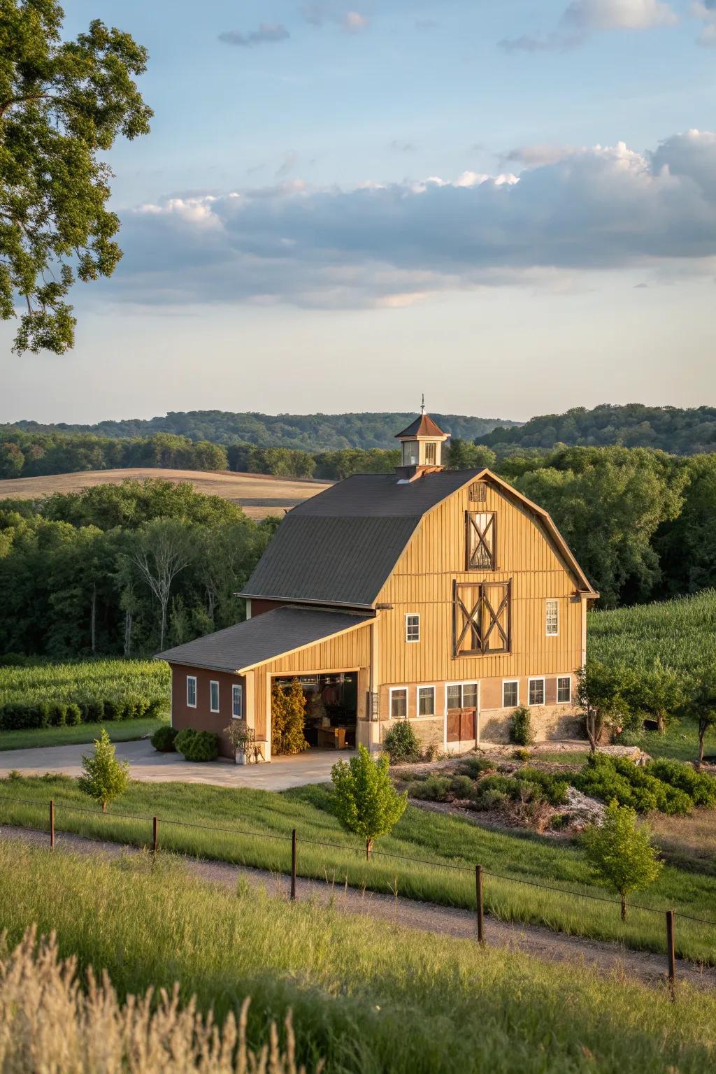 An outdoor with earthy shades harmonizing with the landscape.