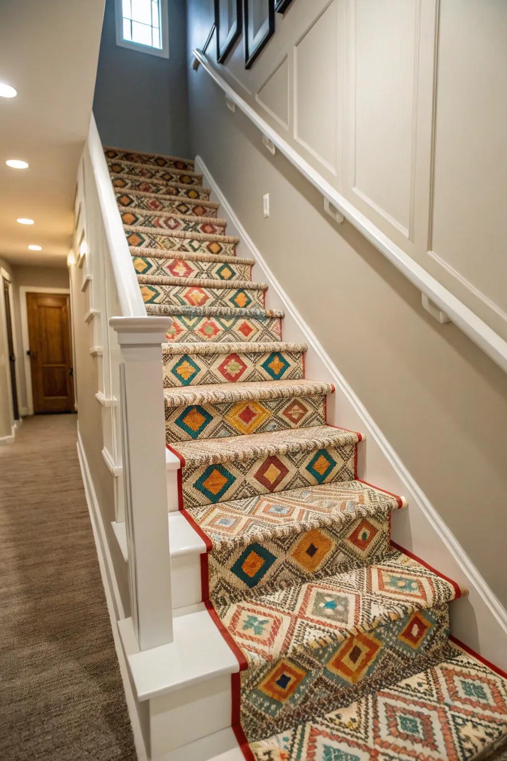 A stair runner enhances style and safety for your steps.