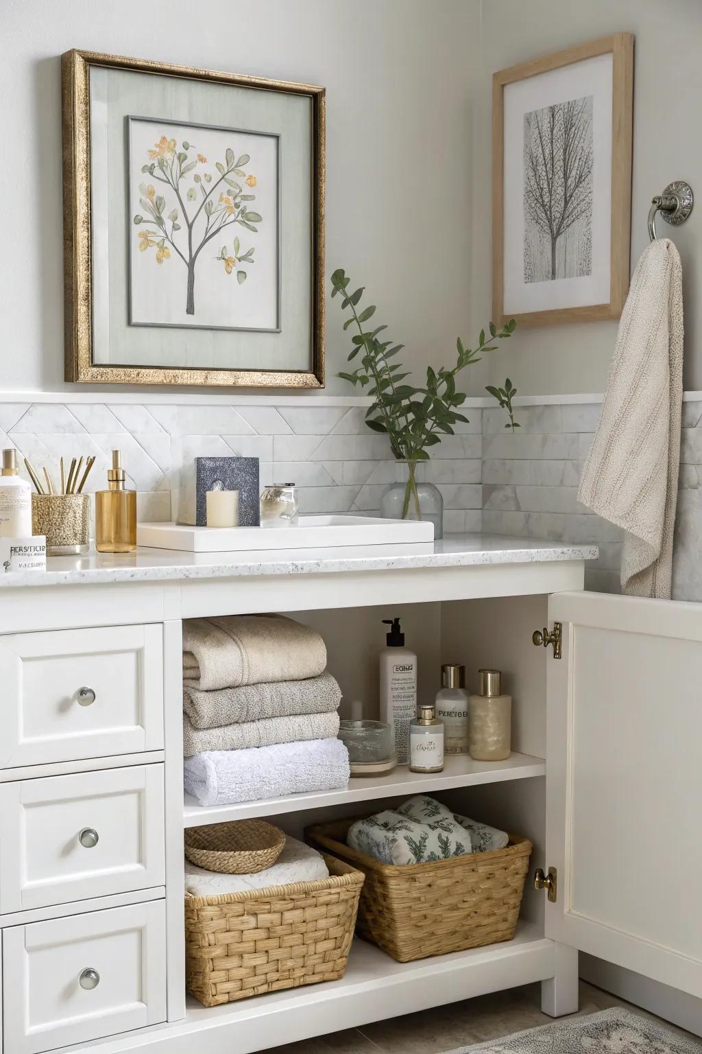 Art adds a personal stamp to your bathroom.