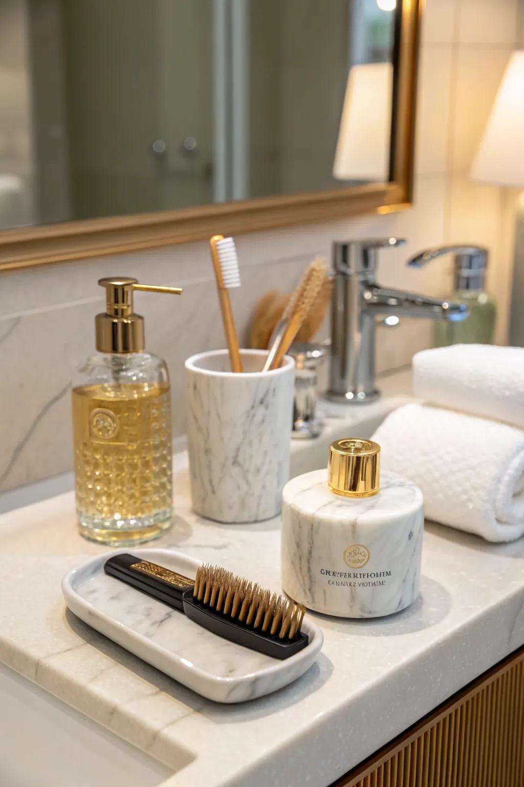Luxury bottles serving double duty as decor.
