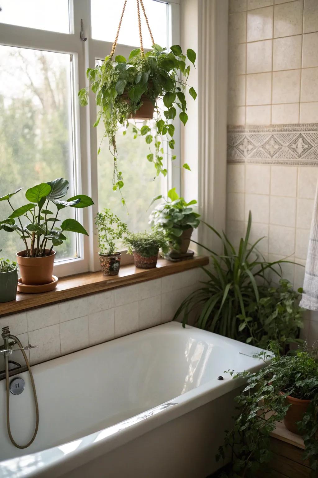 Plant embellishments bring a natural and refreshing vibe to your bathroom.