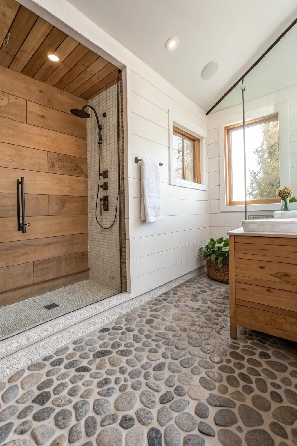 Enter a spa-like retreat using soothing granite panels.