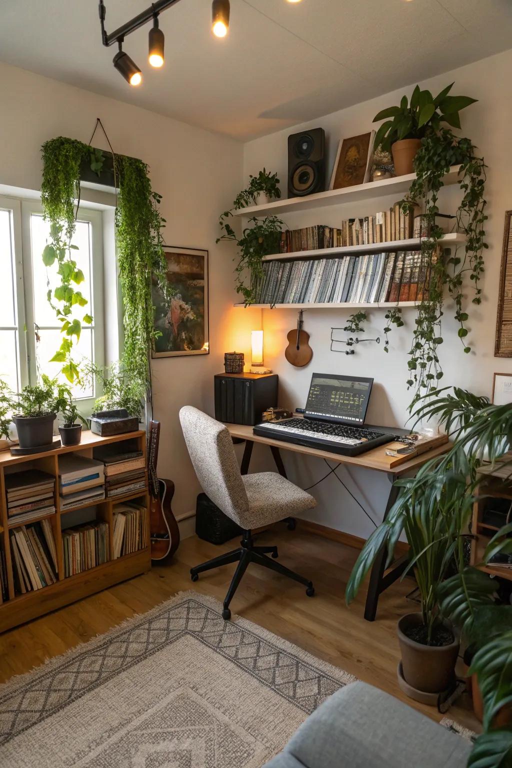 Indoor plants bring a refreshing burst of nature and inspiration to your music studio.