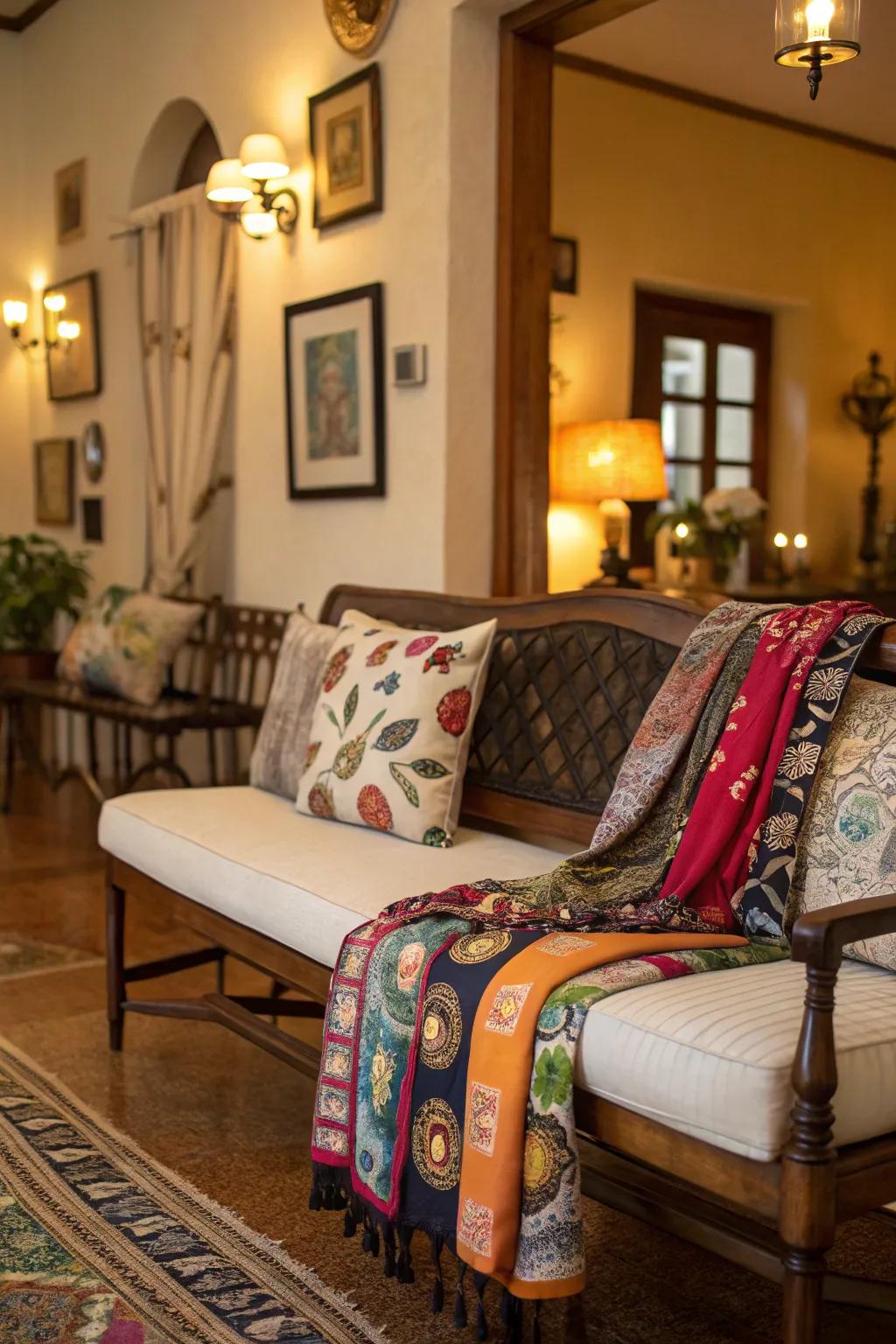 DIY pads using vintage materials for a personal touch.