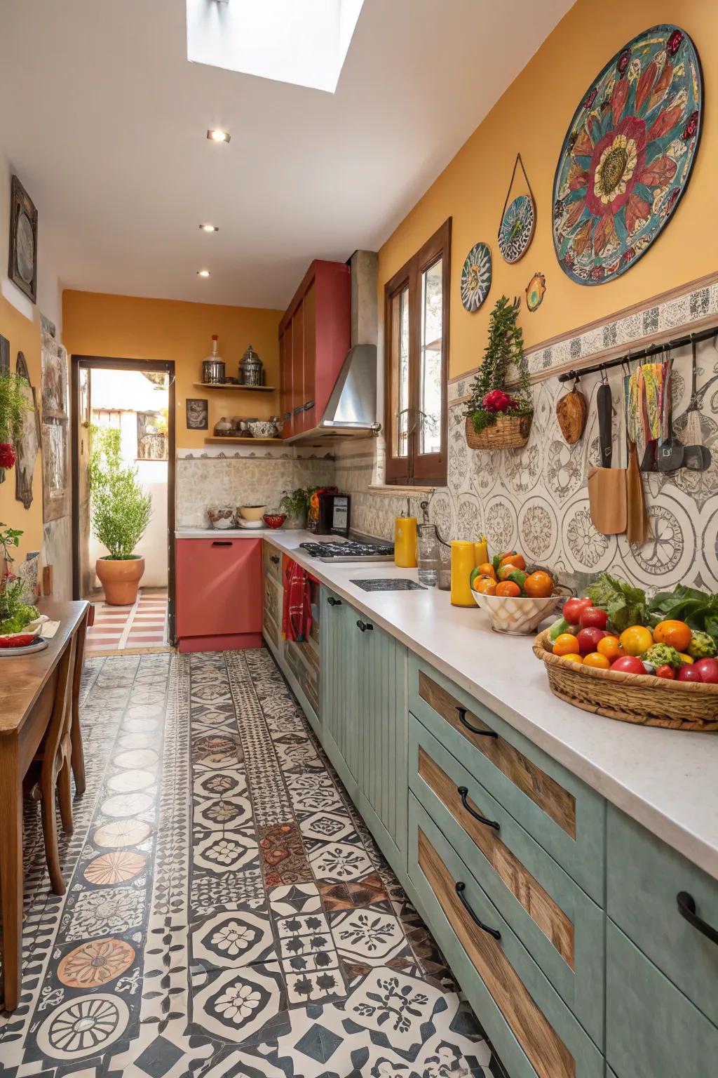 Patterned tiles add a playful, artistic flair to any space.