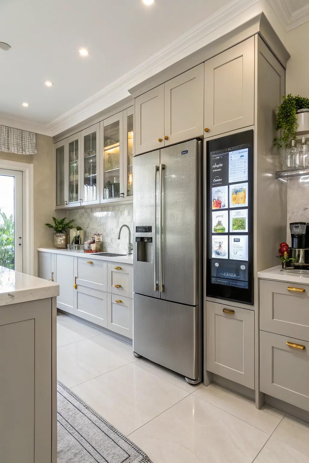A smart chiller becomes the focal point of a modern cooking area, offering both convenience and contemporary style.