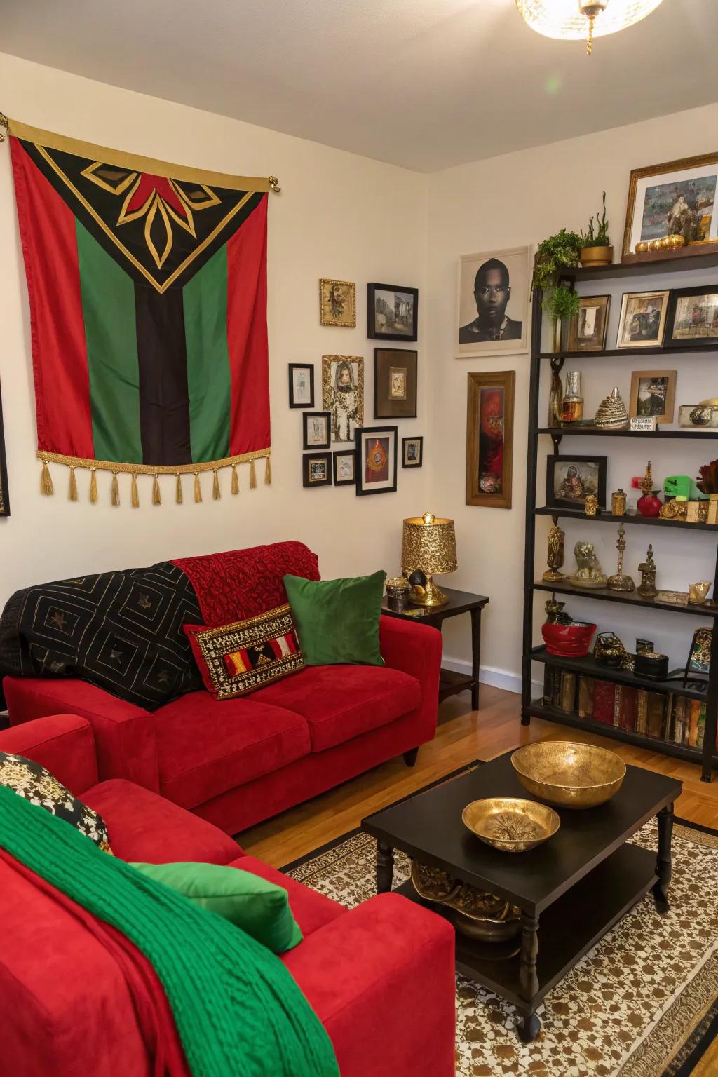A vibrant atmosphere is created by décor that is infused with symbolic colors.