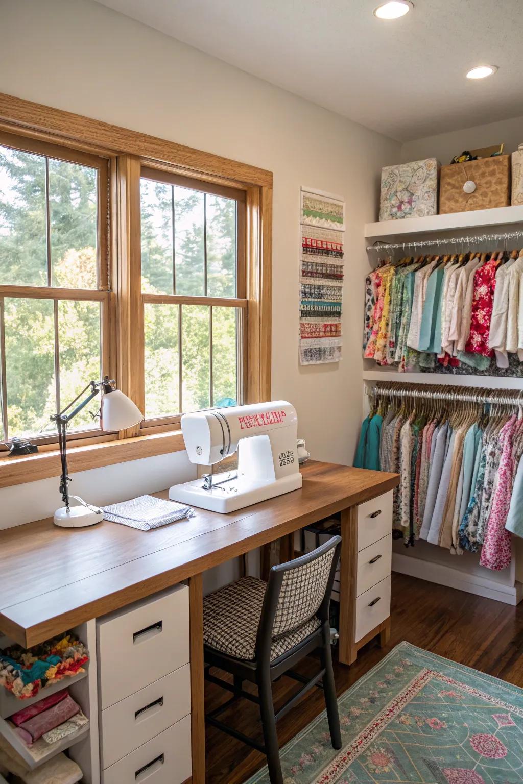 A dedicated sewing space can inspire creativity and precision.