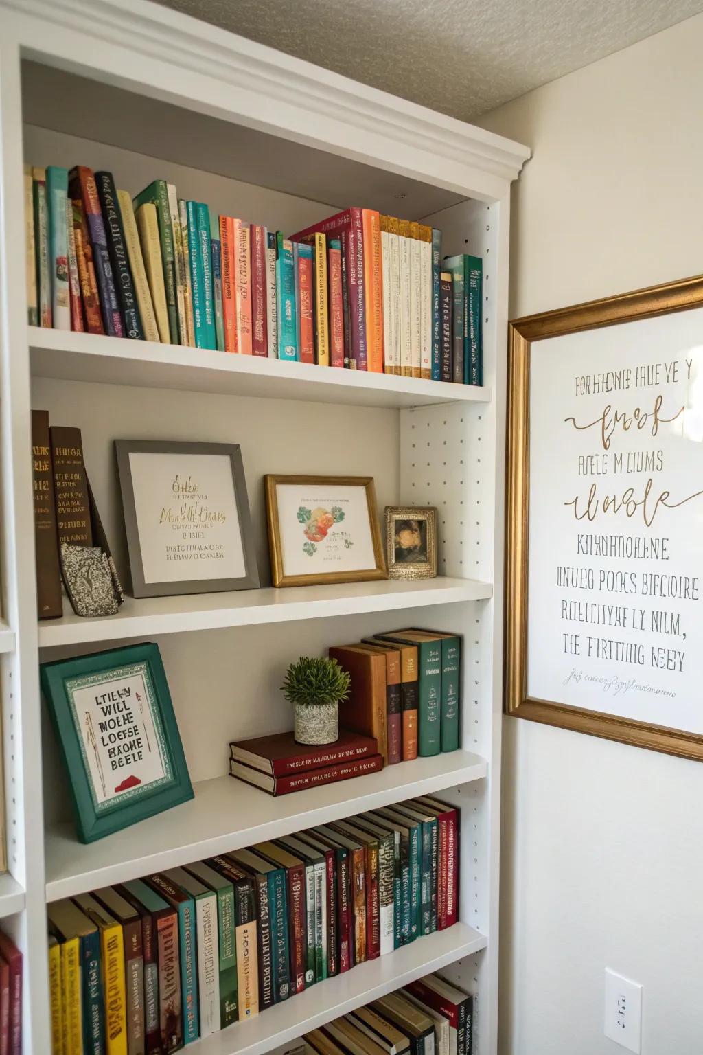 Books paired with sayings for a personal touch.