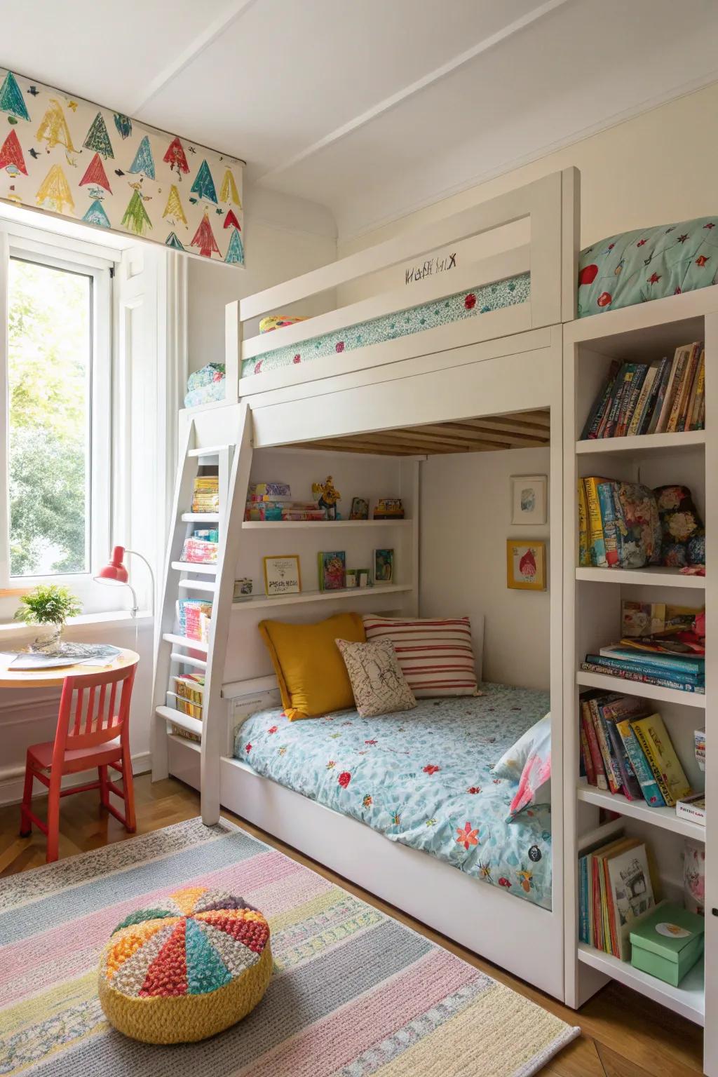 A secret den provides a private getaway within the shared area.