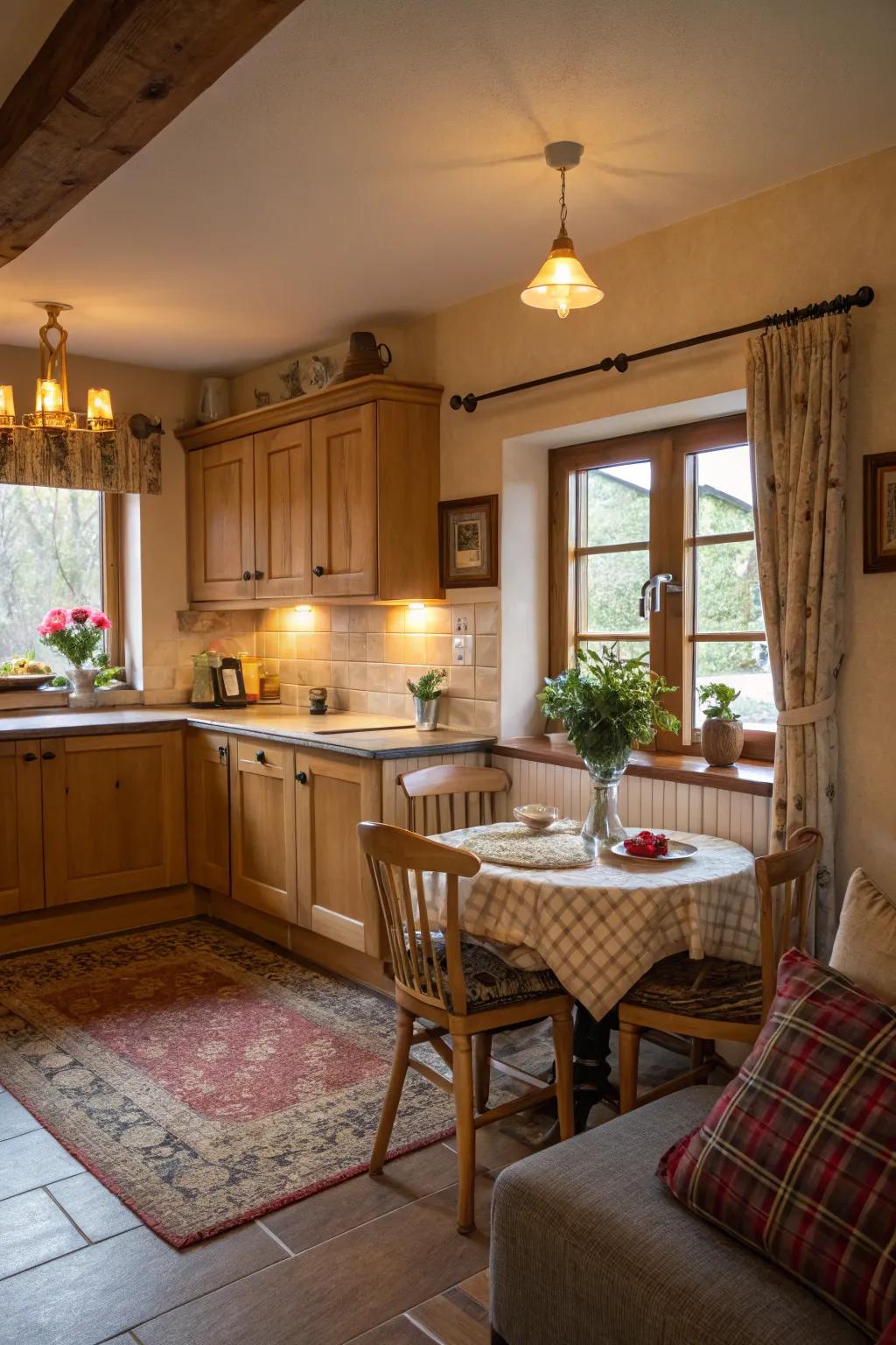 A cozy cottage kitchen that exudes warmth and togetherness.