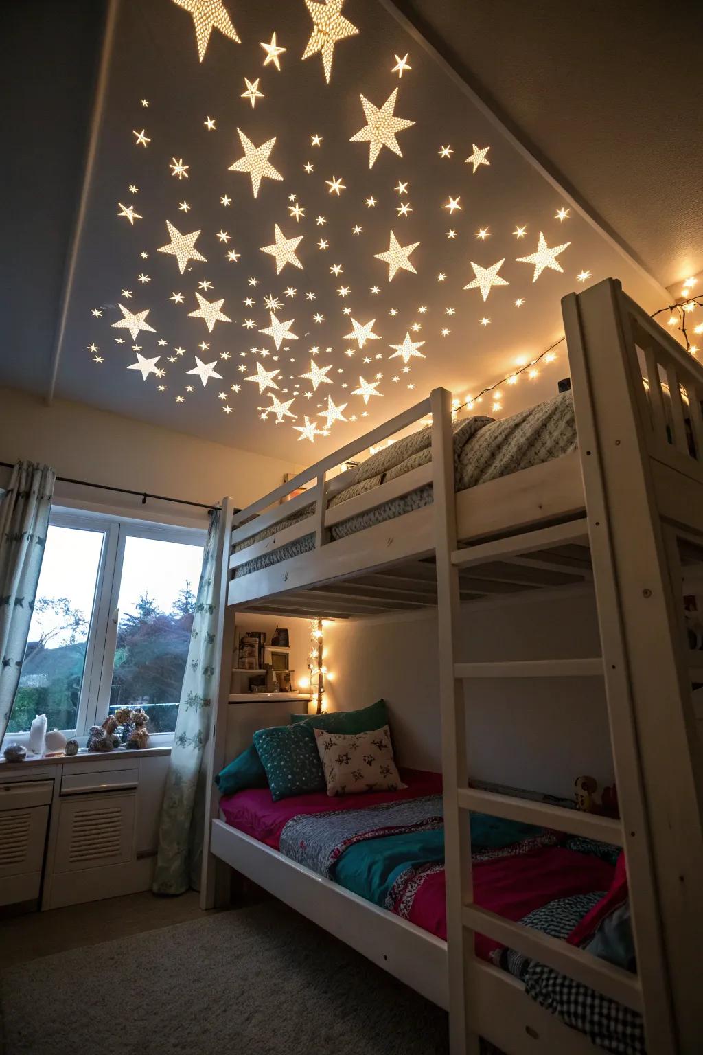 A starry ceiling introduces whimsy and magic.