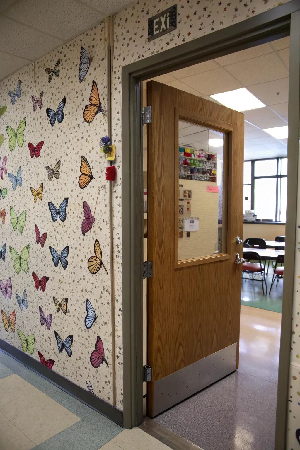 Incorporate depth with tactile backgrounds and butterfly features.