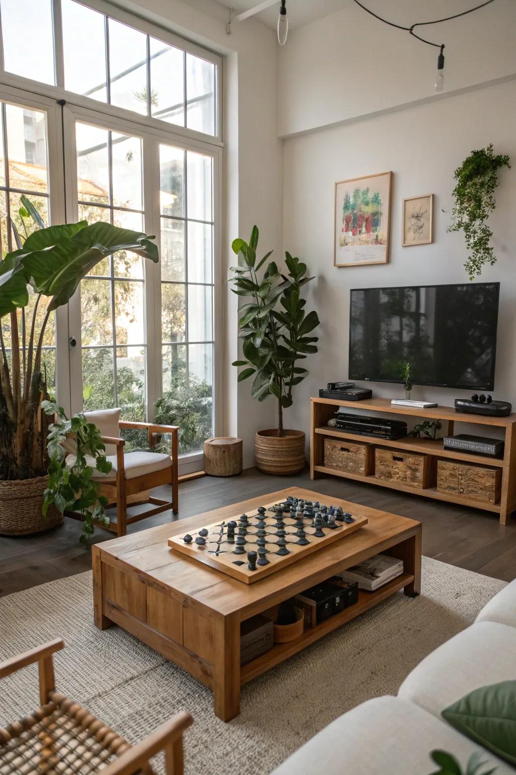 Minimalist ornamentation highlights the inherent charm of your entertainment space.