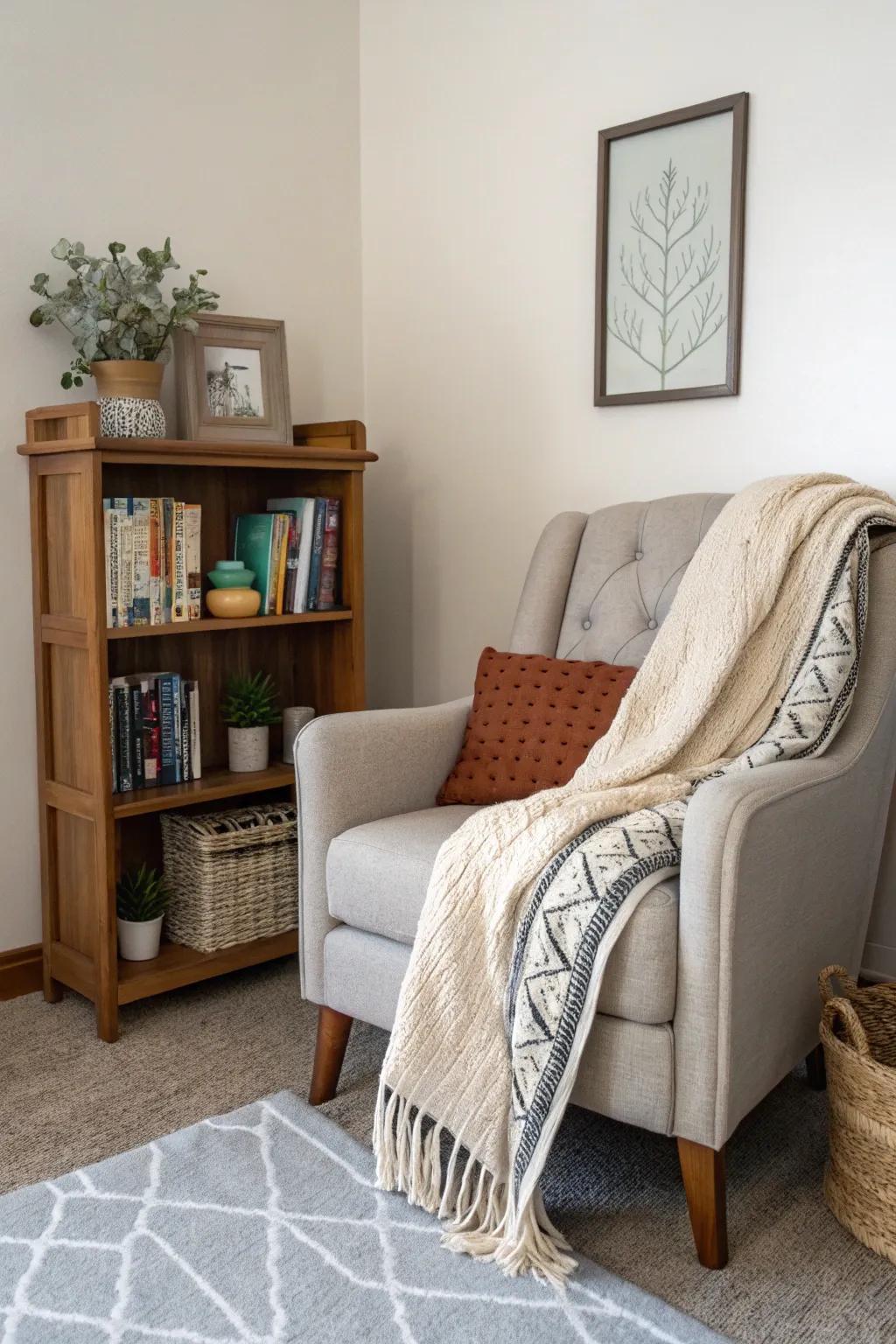 Lose yourself in a good book in your calming reading space.