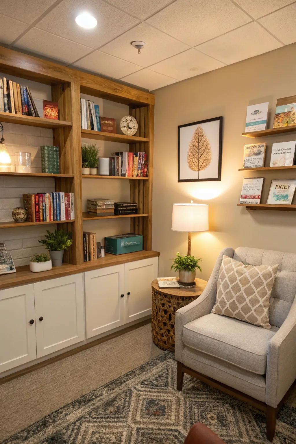 Shelving is both practical and stylish.