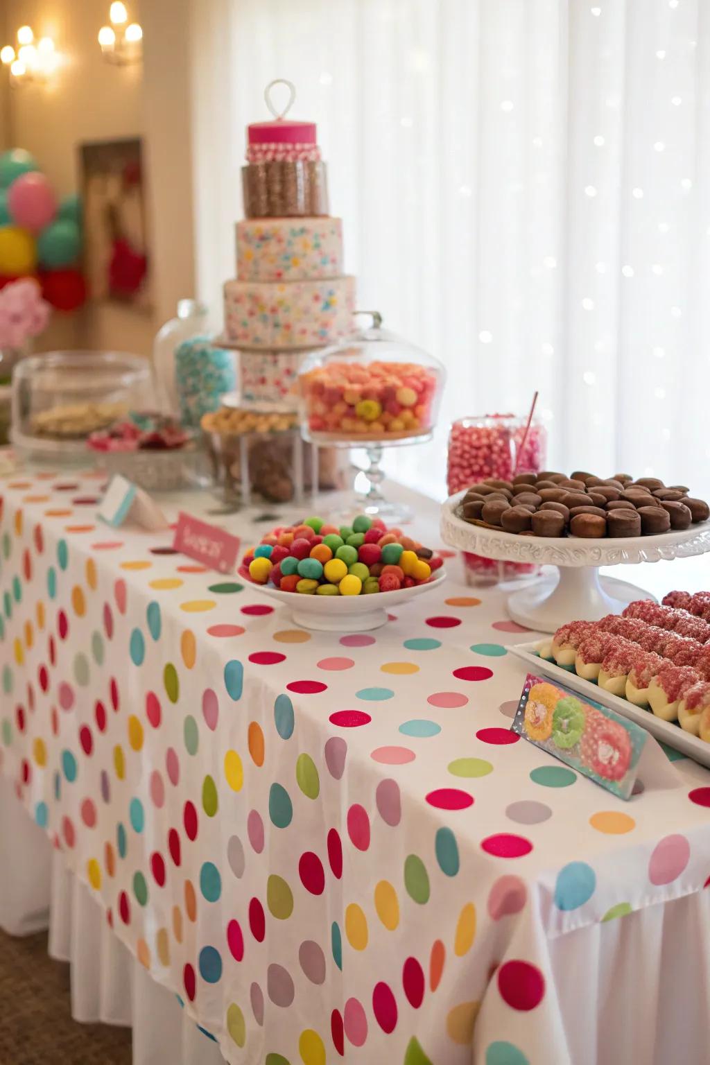 A hand-painted tablecloth is a unique and cost-effective addition.