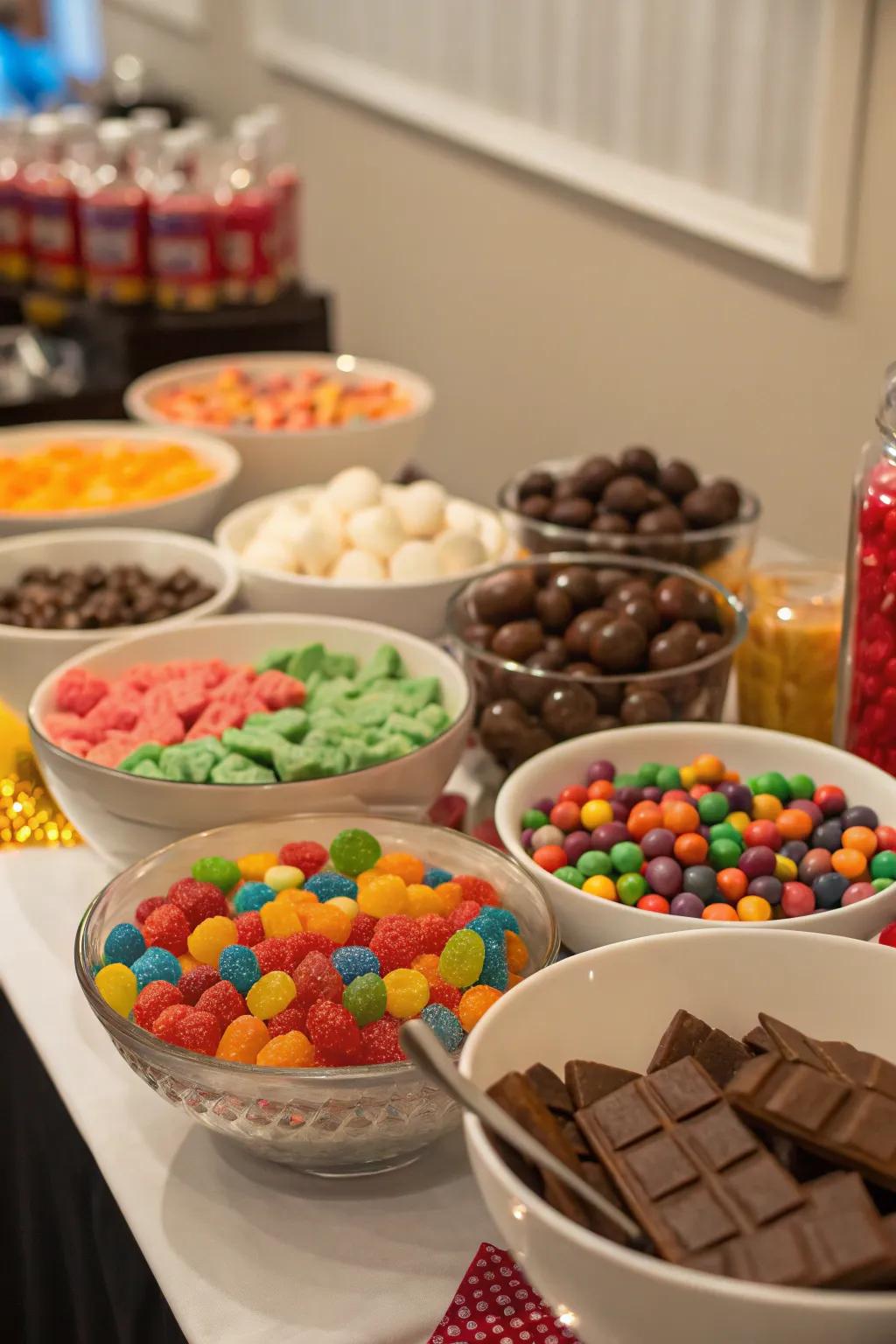 A sweet selection serves as both a centerpiece and a dessert option.