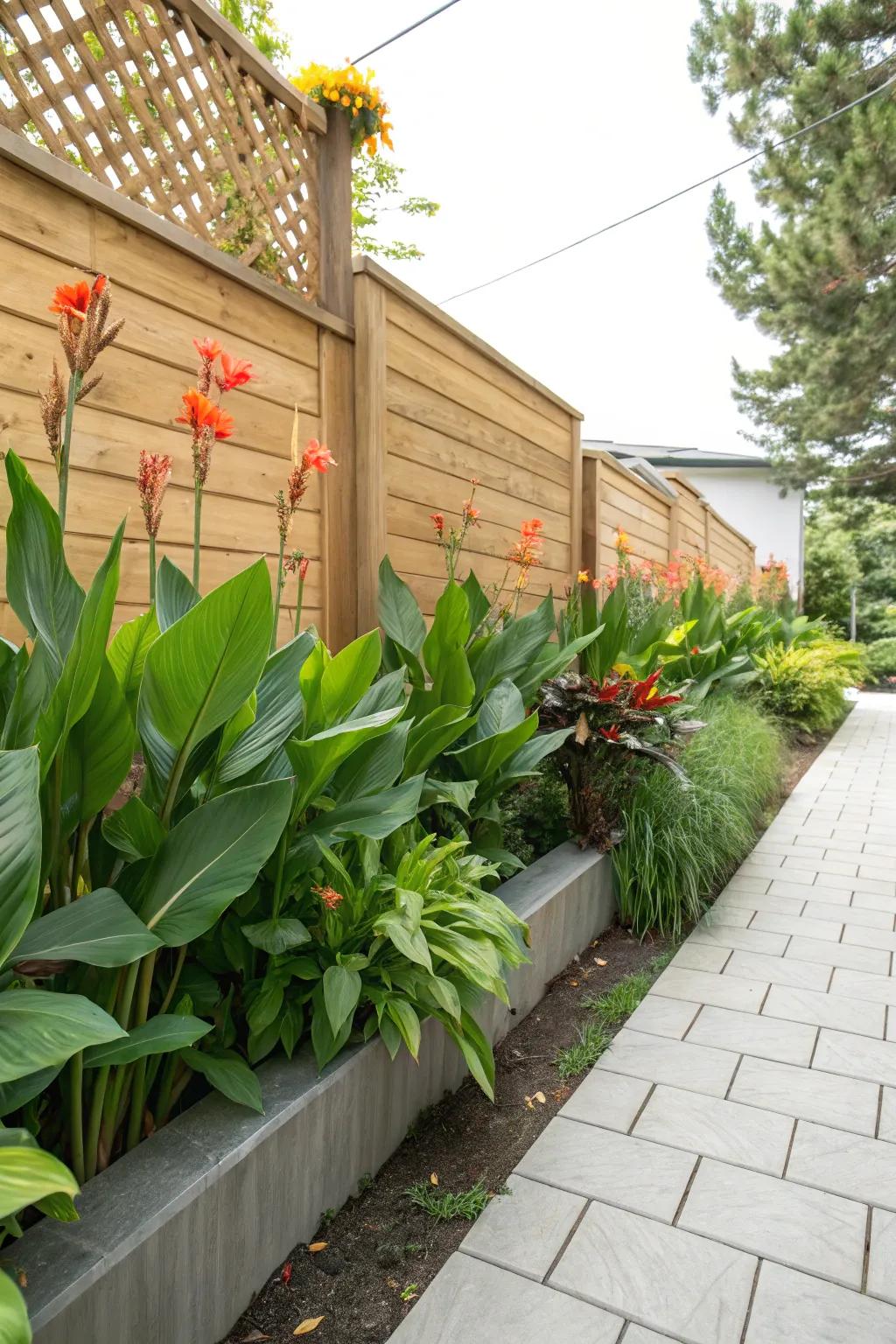 Tall pinta lilies offering natural solitude on a patio.