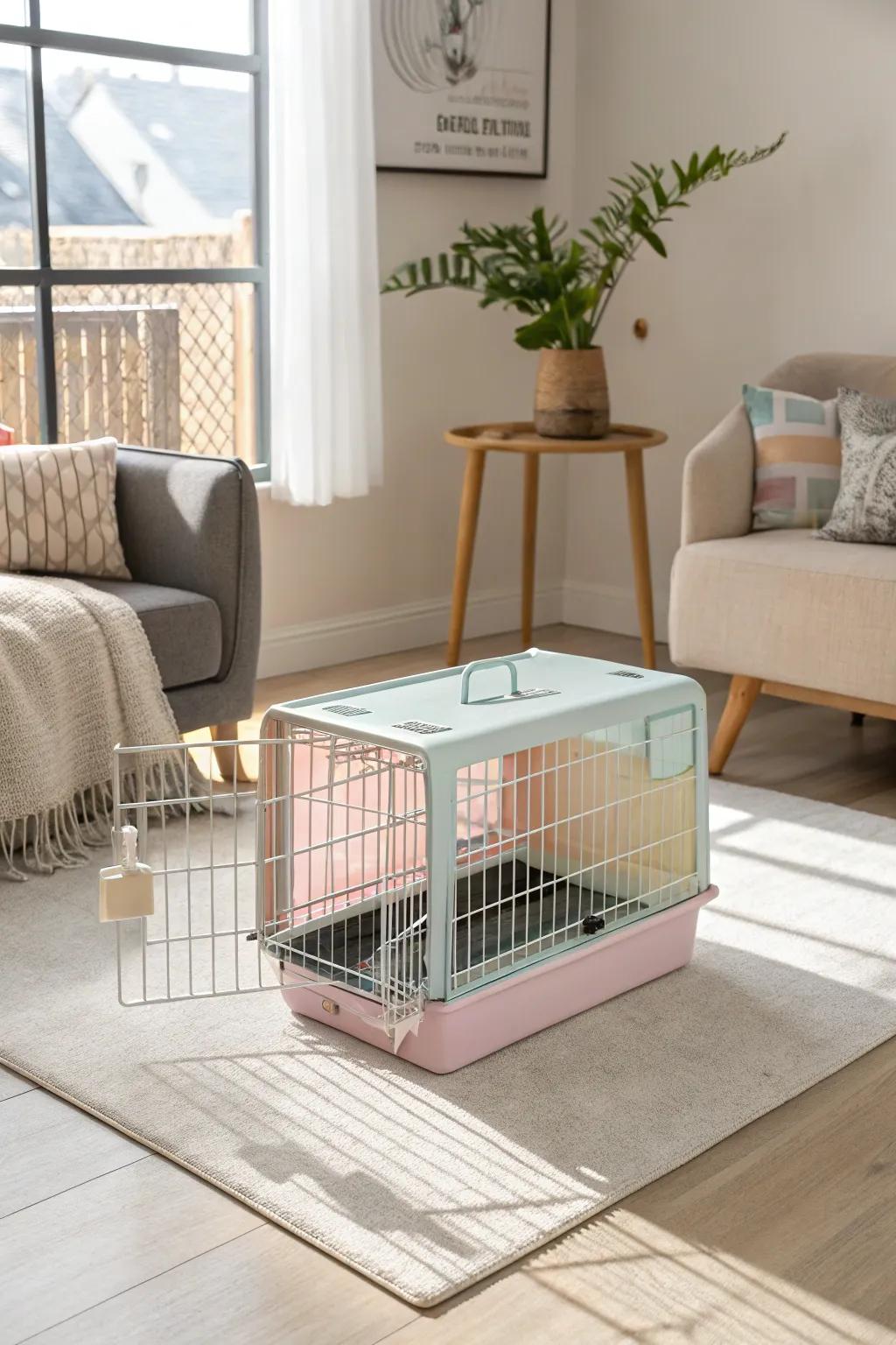 Aesthetic design integrates the cat enclosure into your home decor.