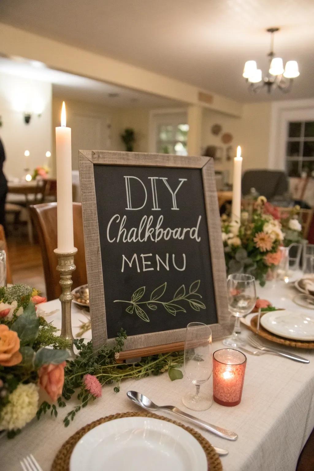 A menu board adds a personal and stylish touch.