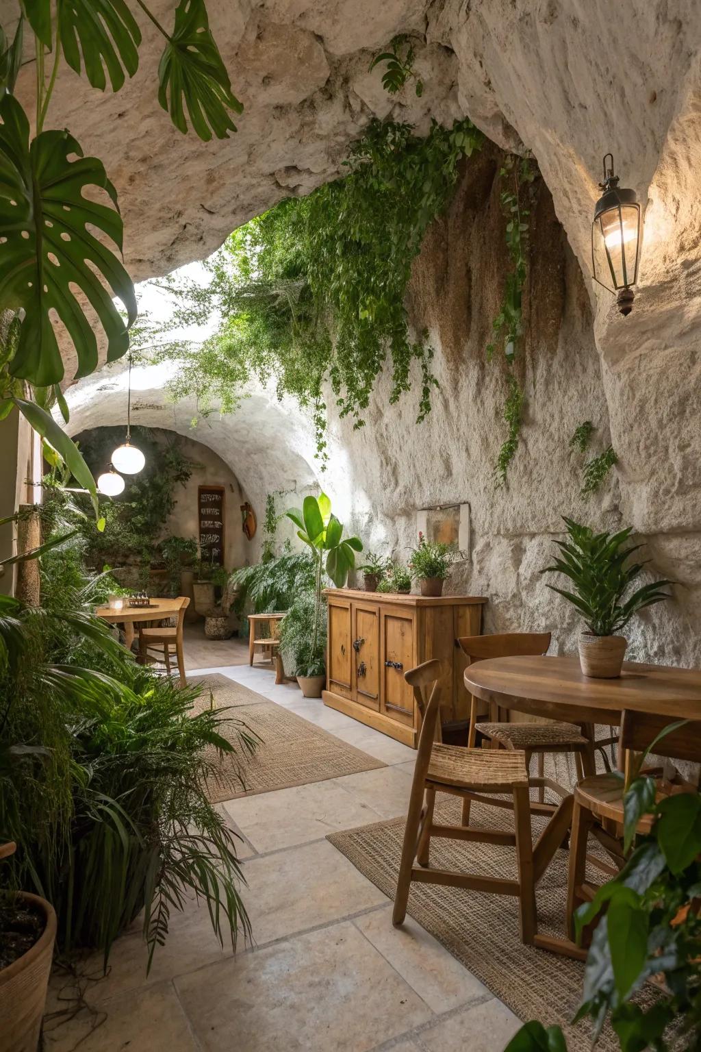 Organic elements inject vitality into your cave decoration.