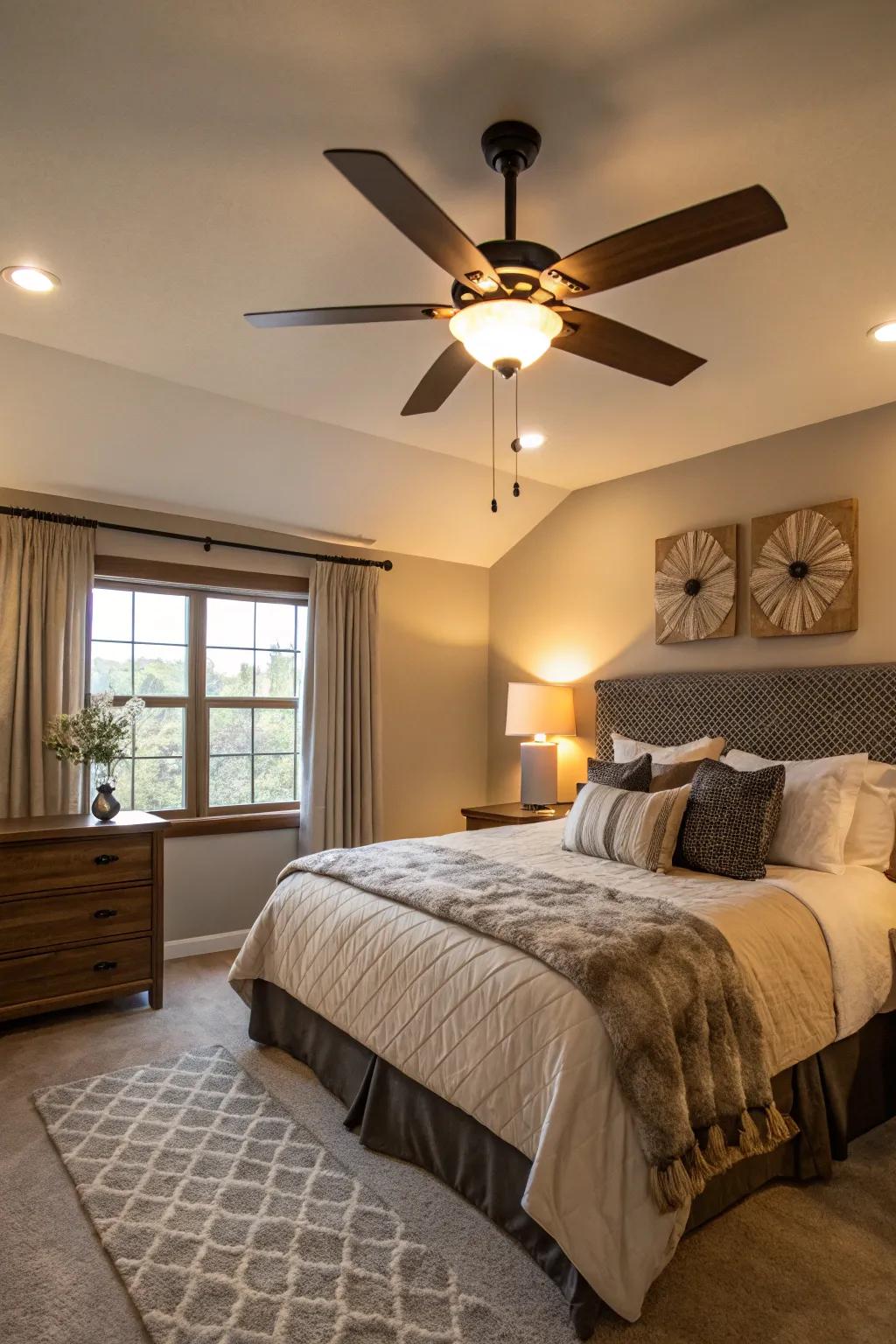 Stay cool and stylish using a roof fan that enhances your decor.