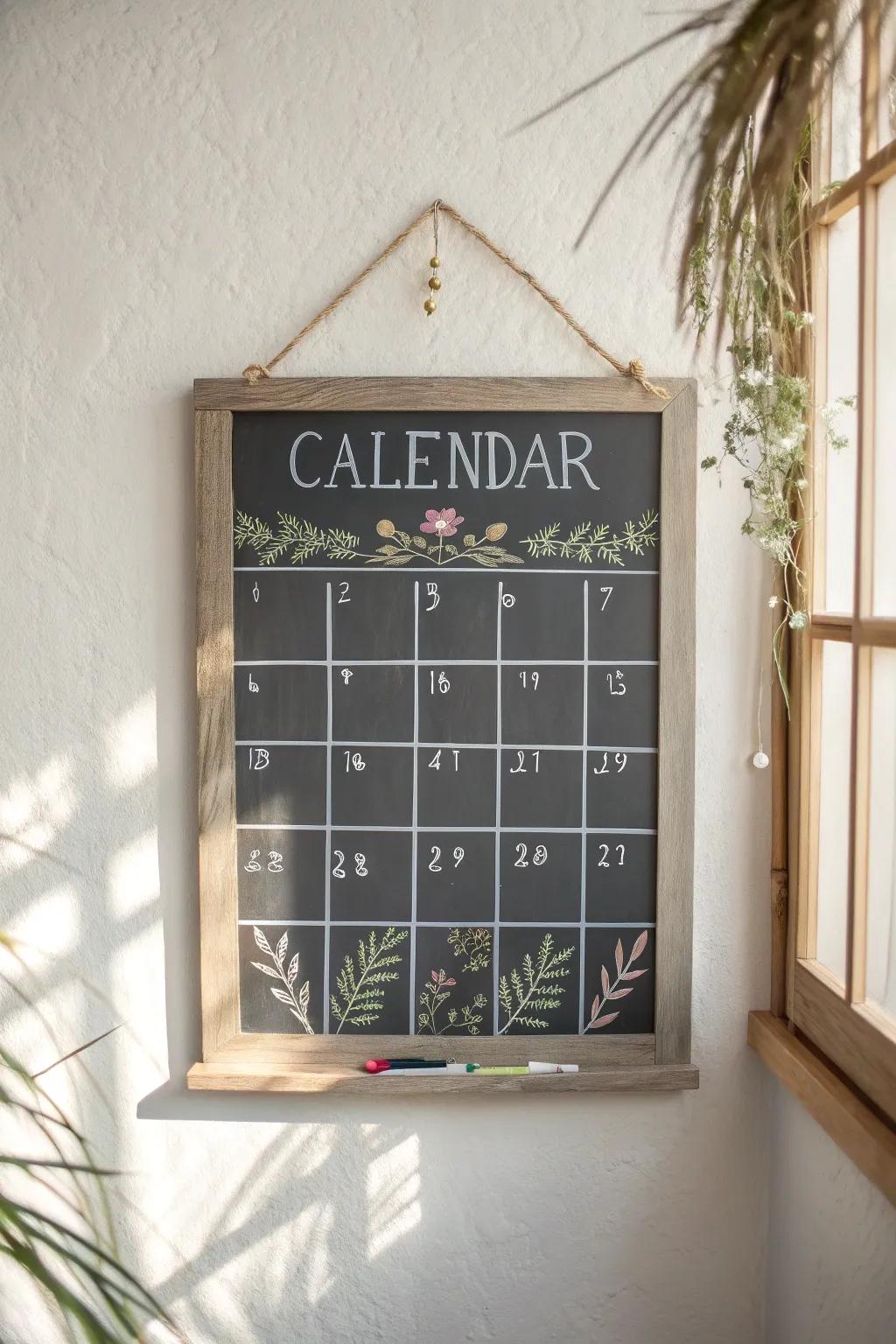 Transform your month through a fusion of artistic touch and methodical arrangement. #BlackboardTimetable #ScandiBohoStyle