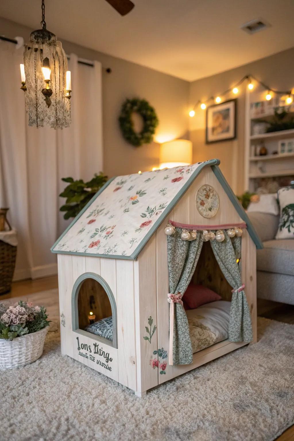 Customize your kennel with paint and fabric for a unique touch.