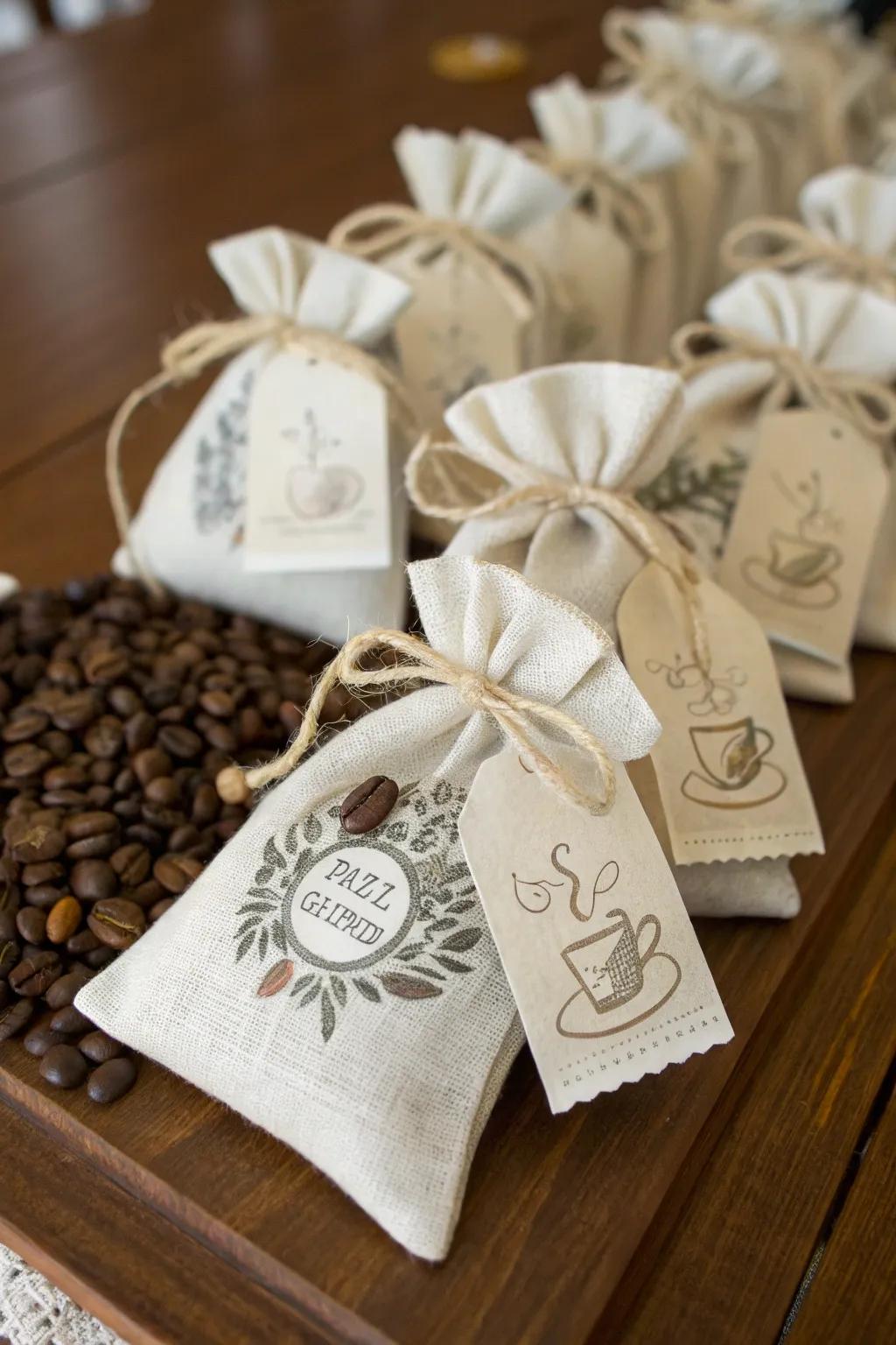 Cloth favor pouches offer both style and sustainability.