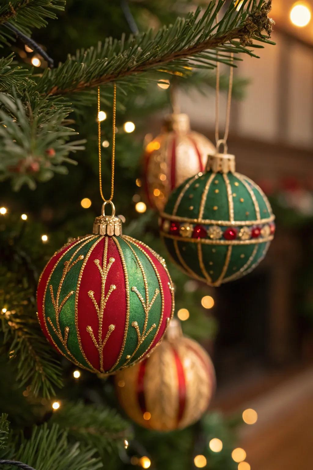 Retro-inspired ornaments contribute a sentimental element to your Christmas tree.