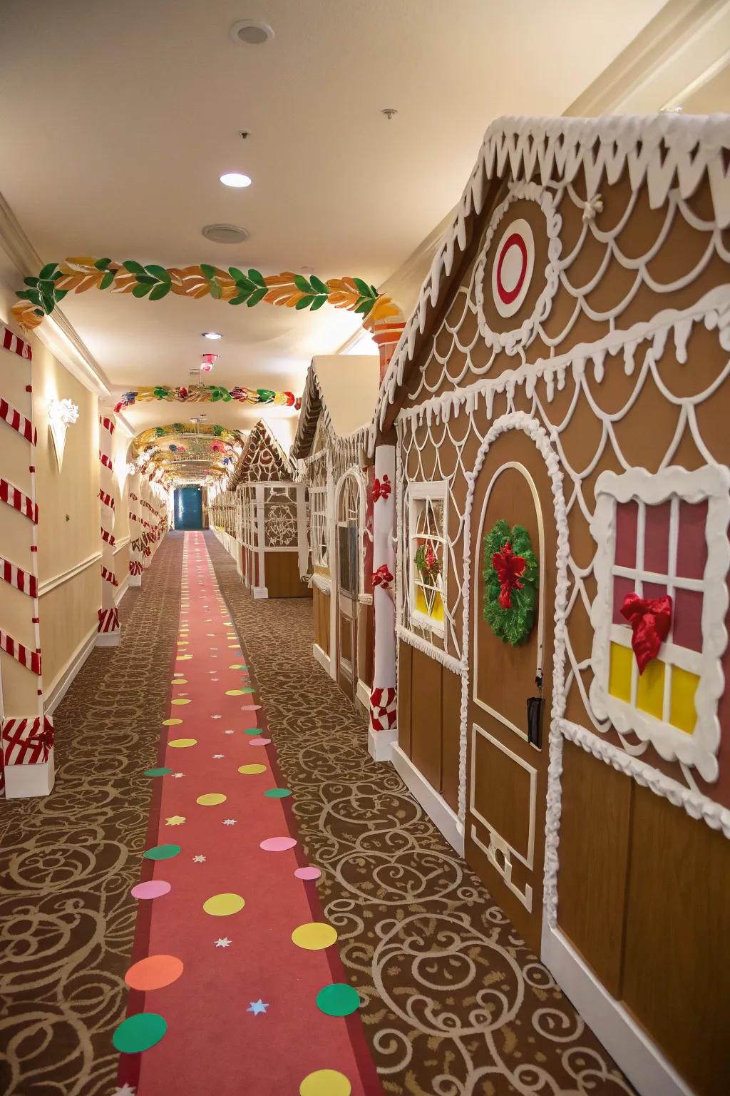 Delight in the warmth of a spicebread home-themed hallway.