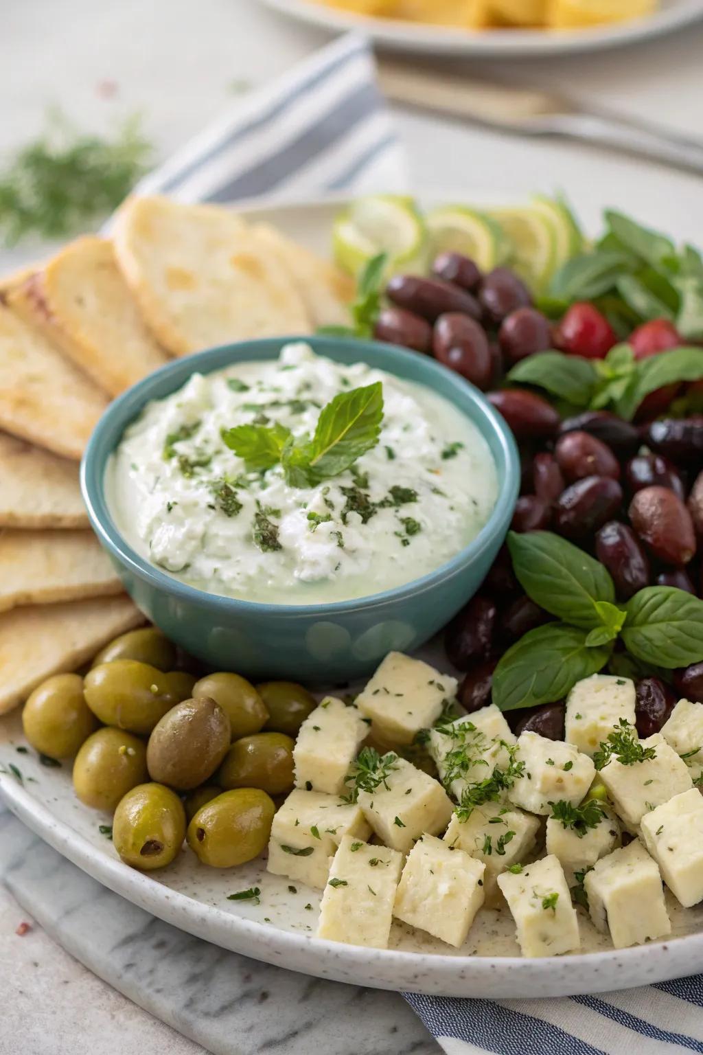 A Mediterranean-themed platter giving a taste of sunshine.