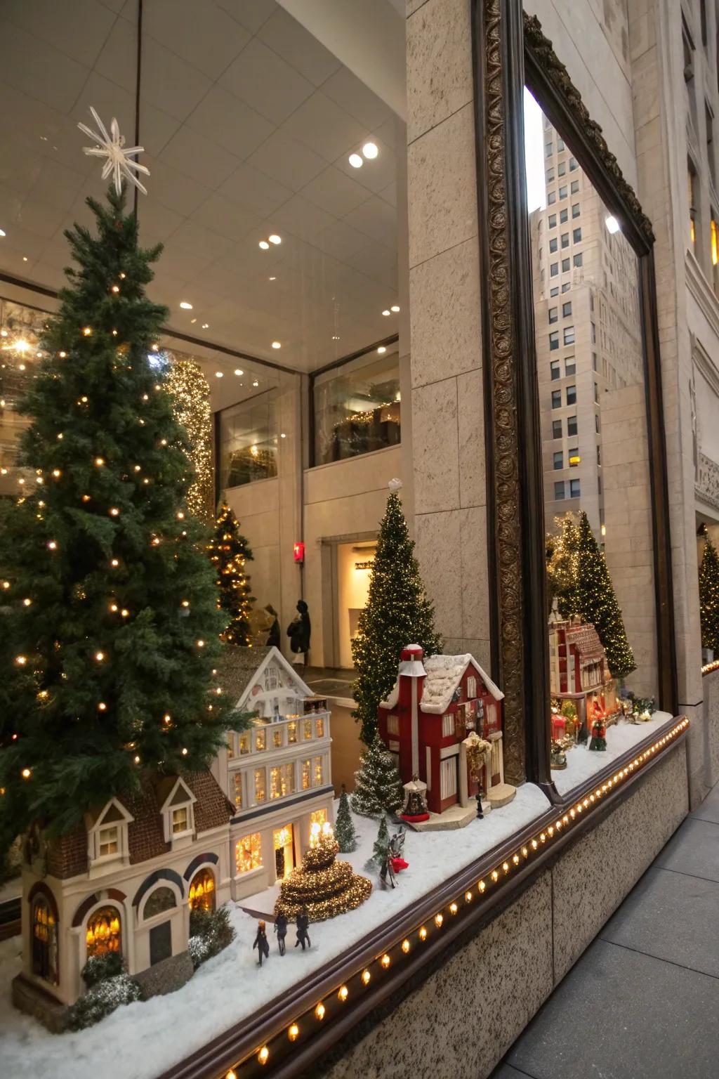 A looking glass reflects and elevates the enchantment of your Christmas hamlet.