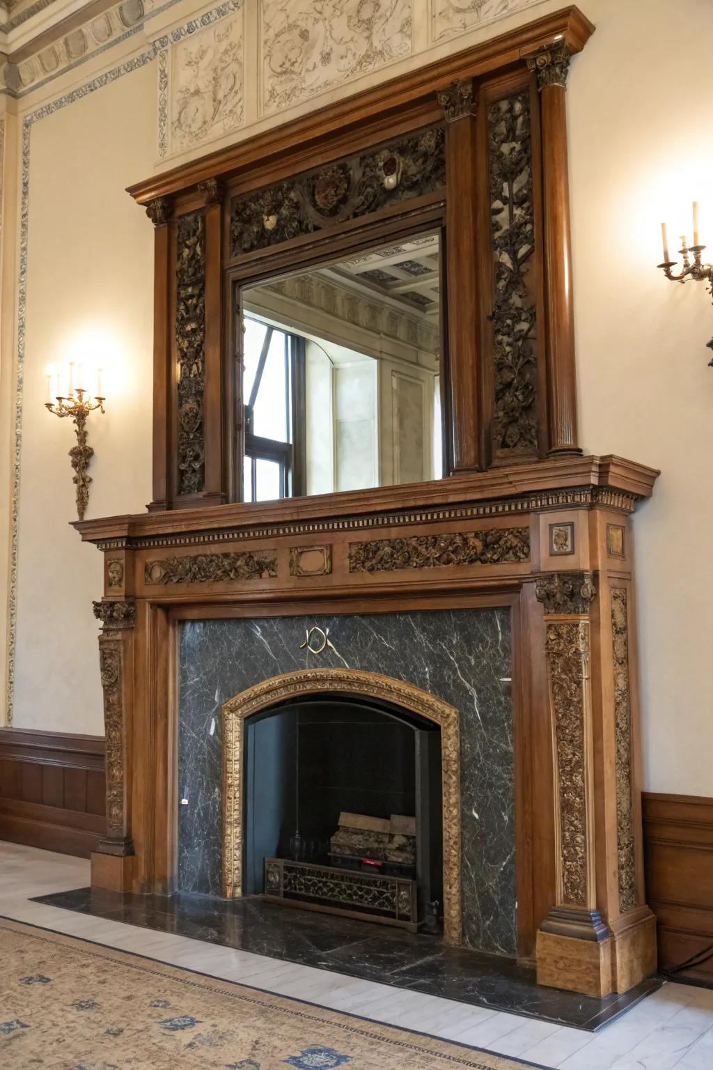 A mirror adds depth and light, enhancing the space's visual appeal.