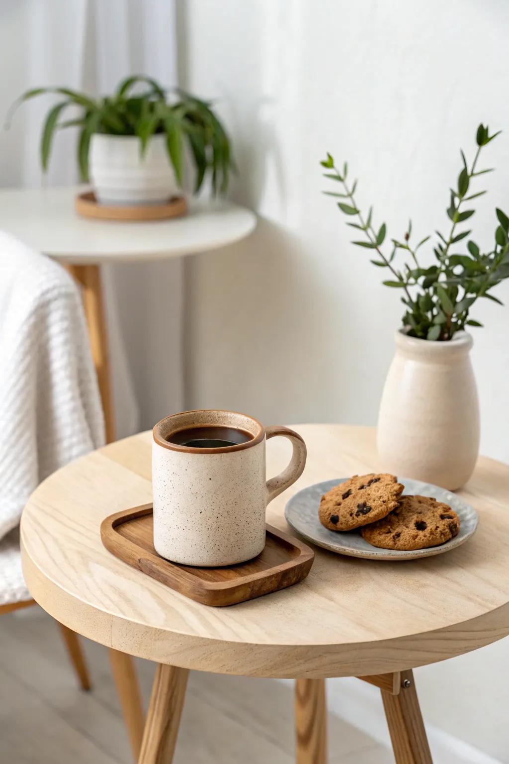 A bright shade theme keeps your coffee space airy and inviting.