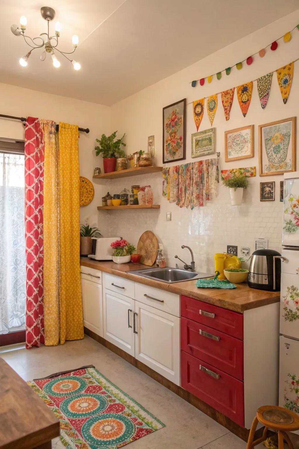 Personal accents in decor make the cooking area truly unique.