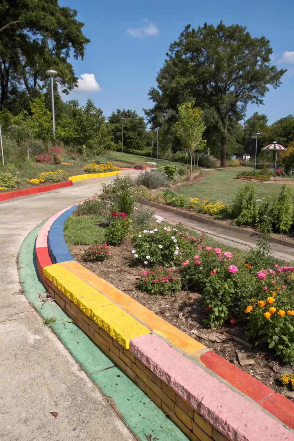 Lively colors make concrete borders captivating.