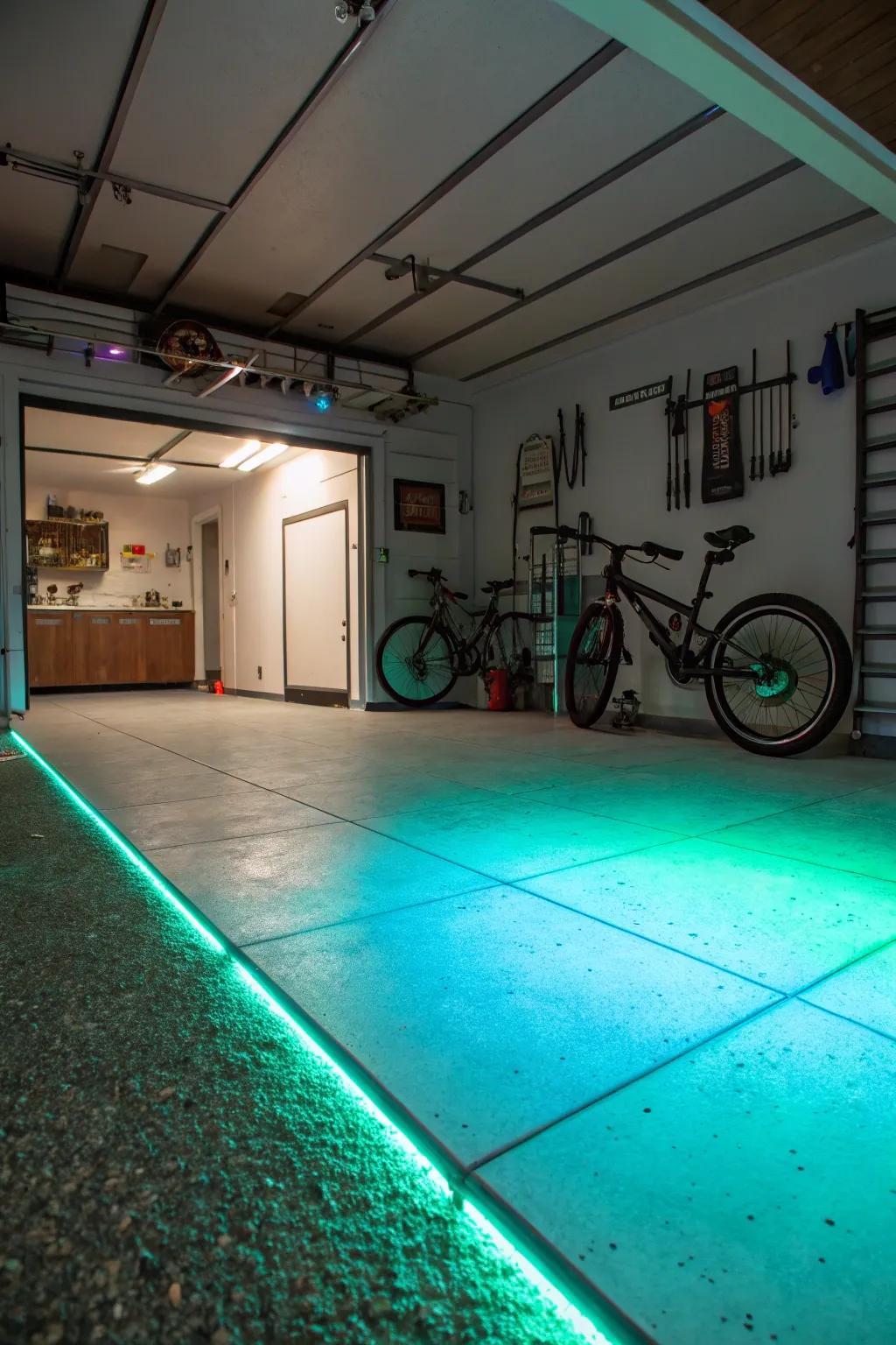 Illuminating floors engender a mesmerizing effect.