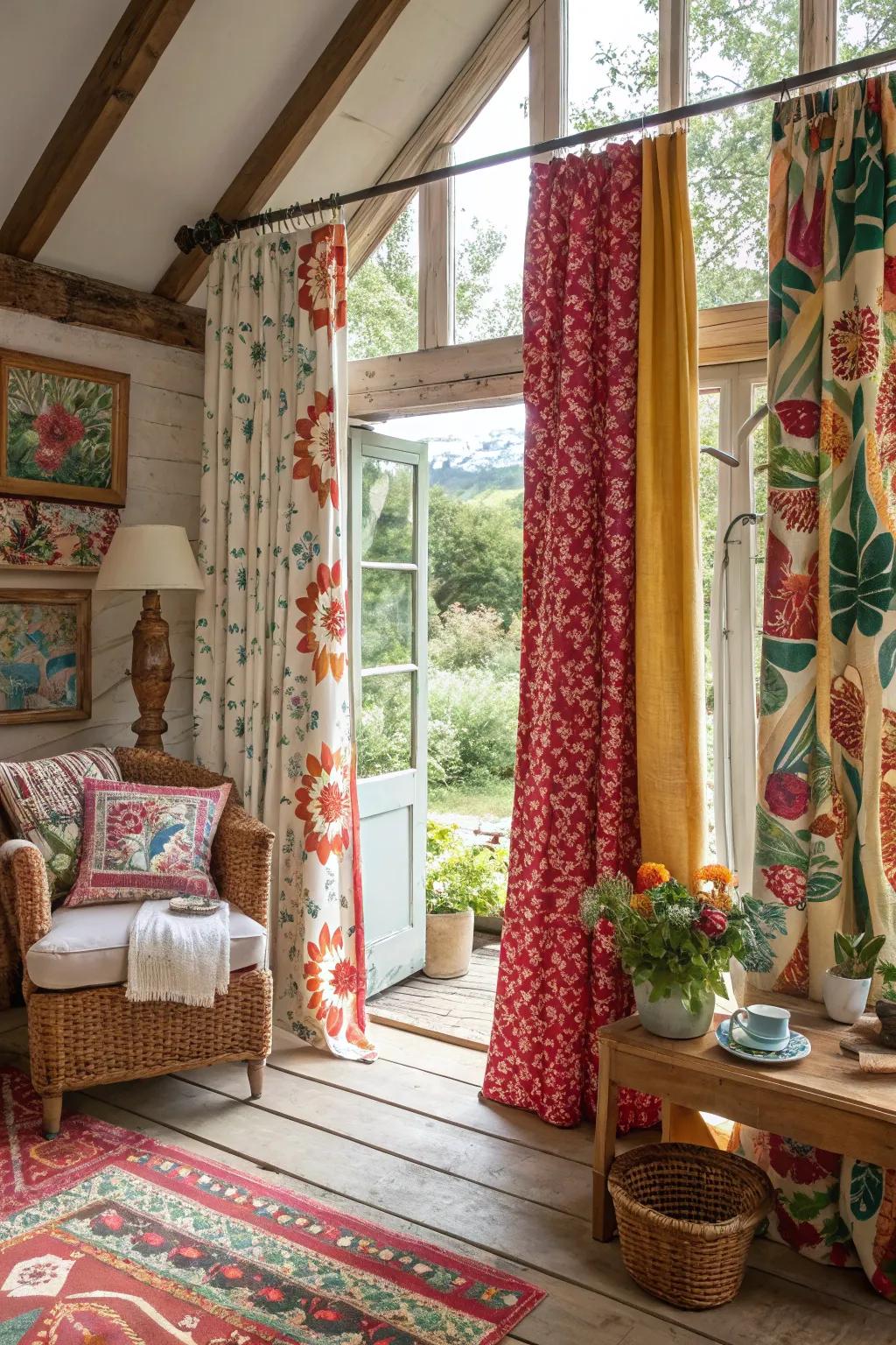 Striking patterns bring an energetic and lively mood to cottage settings.