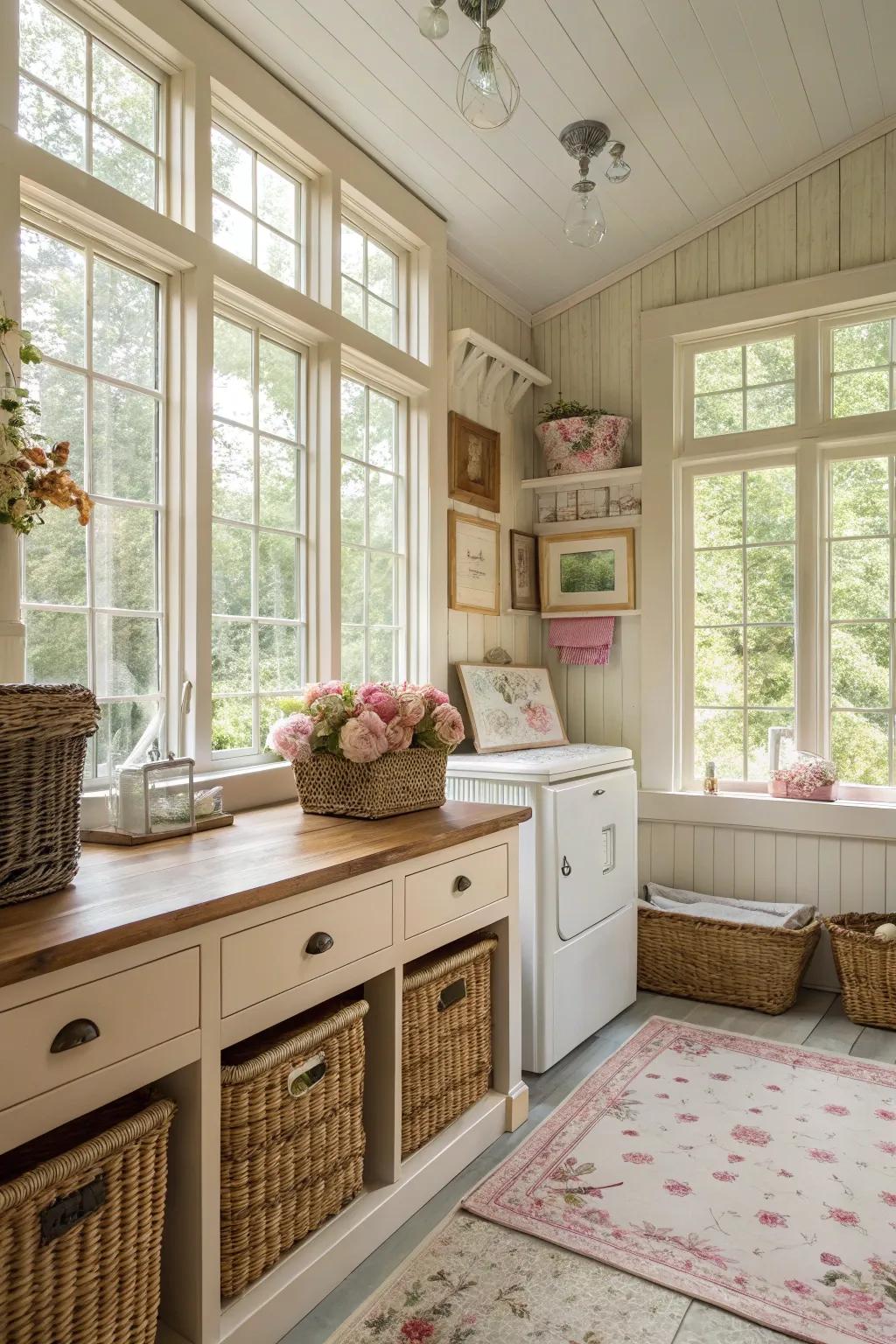 Sunlight enhances the open, airy sensation of the area.