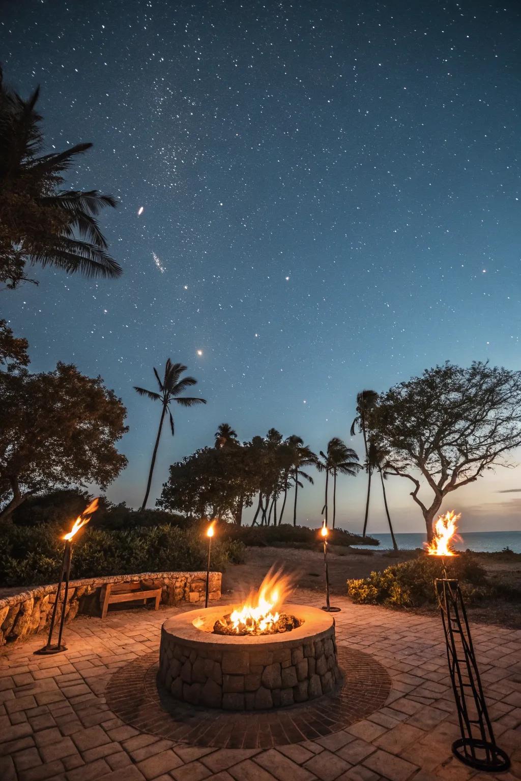 Torches introduce an exotic and lively atmosphere to your fire pit zone.