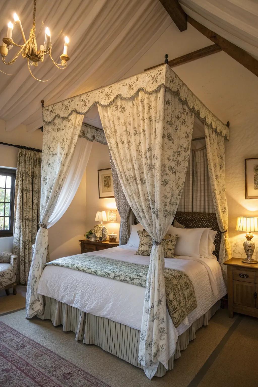 Canopies and drapes lend softness and elegance.